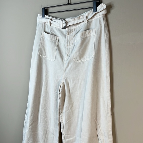 Anthropologie Cloth & Stone Belted Wide-Leg Pants Chinos in cream - Picture 3 of 7